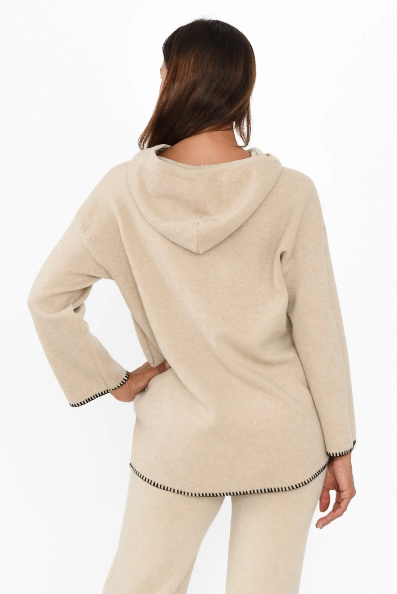 Cosy Natural Contrast Hooded Knit Jumper sold by Blue Bungalow product image thumbnail 4