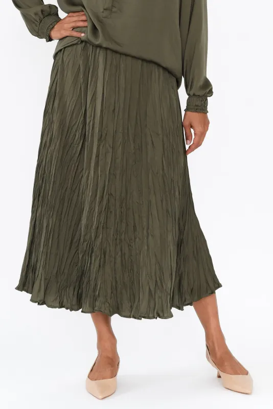 Kiko Khaki Crinkle Skirt sold by Blue Bungalow