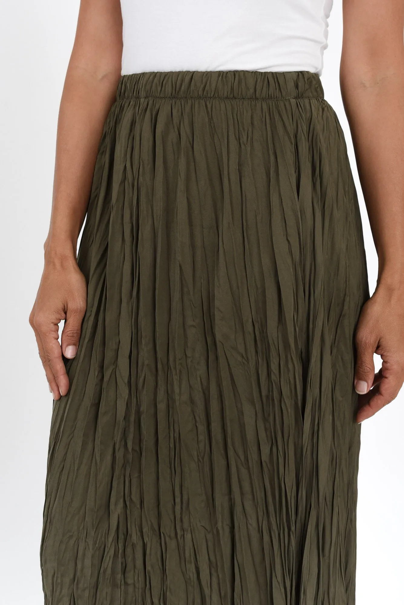 Kiko Khaki Crinkle Skirt sold by Blue Bungalow product image thumbnail 5