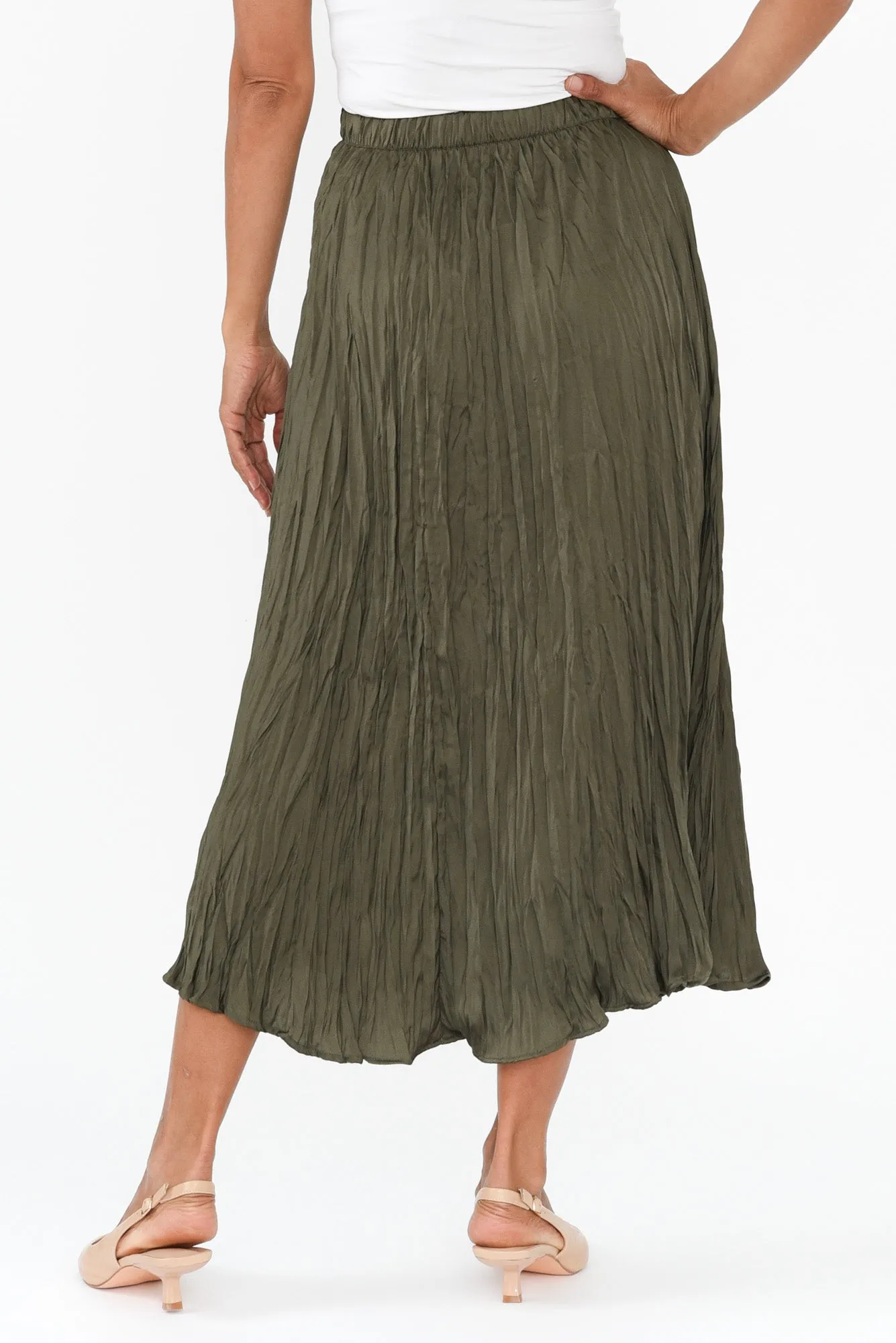Kiko Khaki Crinkle Skirt sold by Blue Bungalow product image thumbnail 4