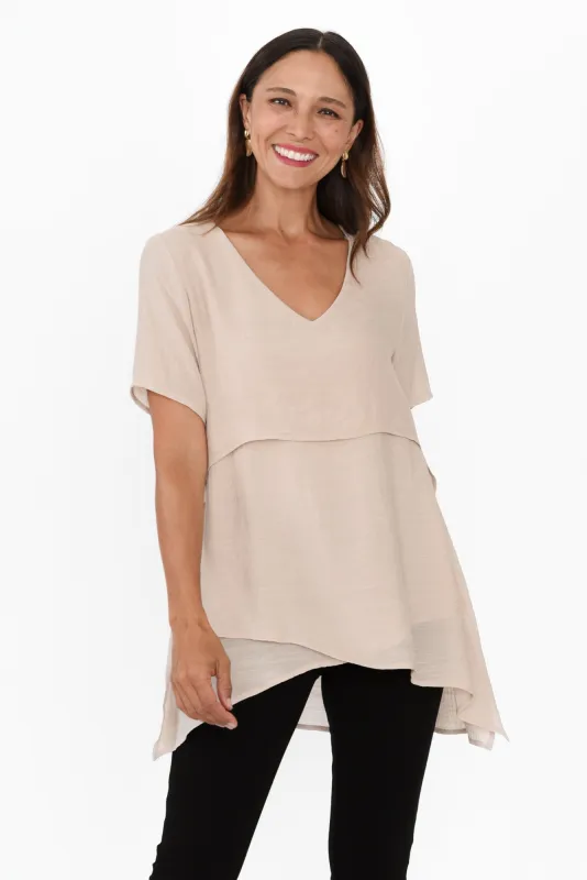 Alvina Natural Layered Tunic Top sold by Blue Bungalow