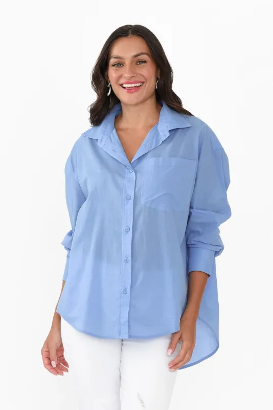 Seattle Blue Cotton Shirt sold by Blue Bungalow