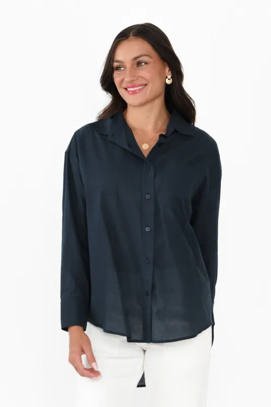 Seattle Navy Cotton Shirt sold by Blue Bungalow