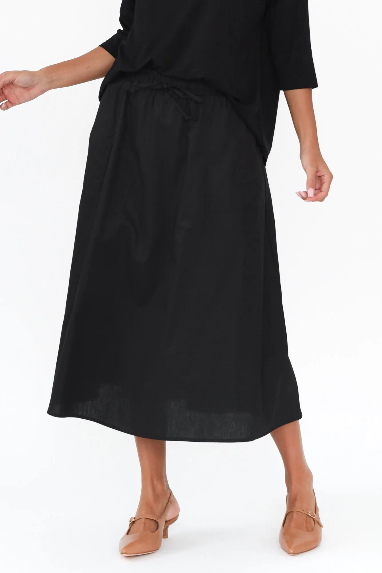 Sirah Black Cotton Skirt sold by Blue Bungalow