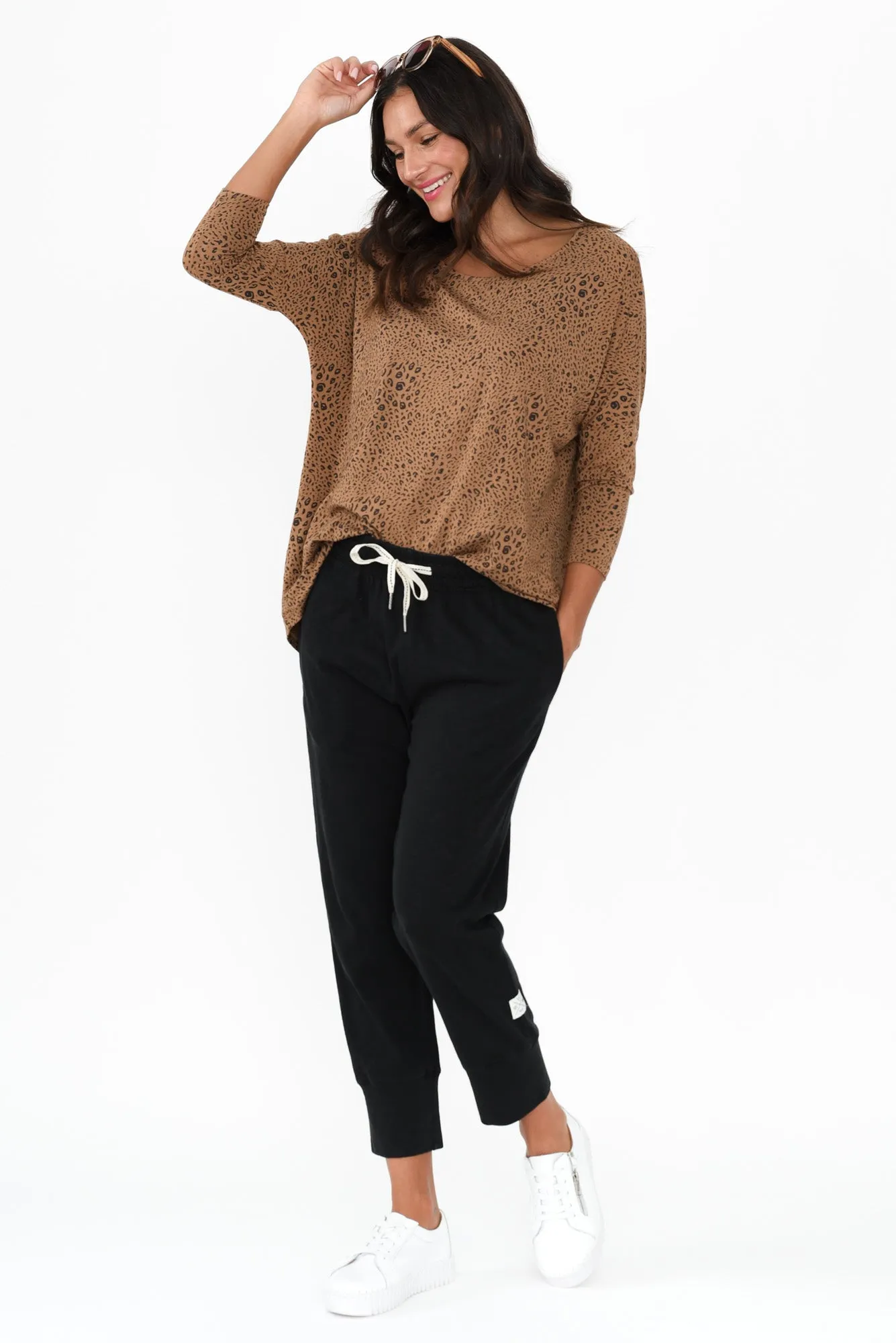Natural Leopard Milan 3/4 Sleeve Top sold by Blue Bungalow product image thumbnail 2