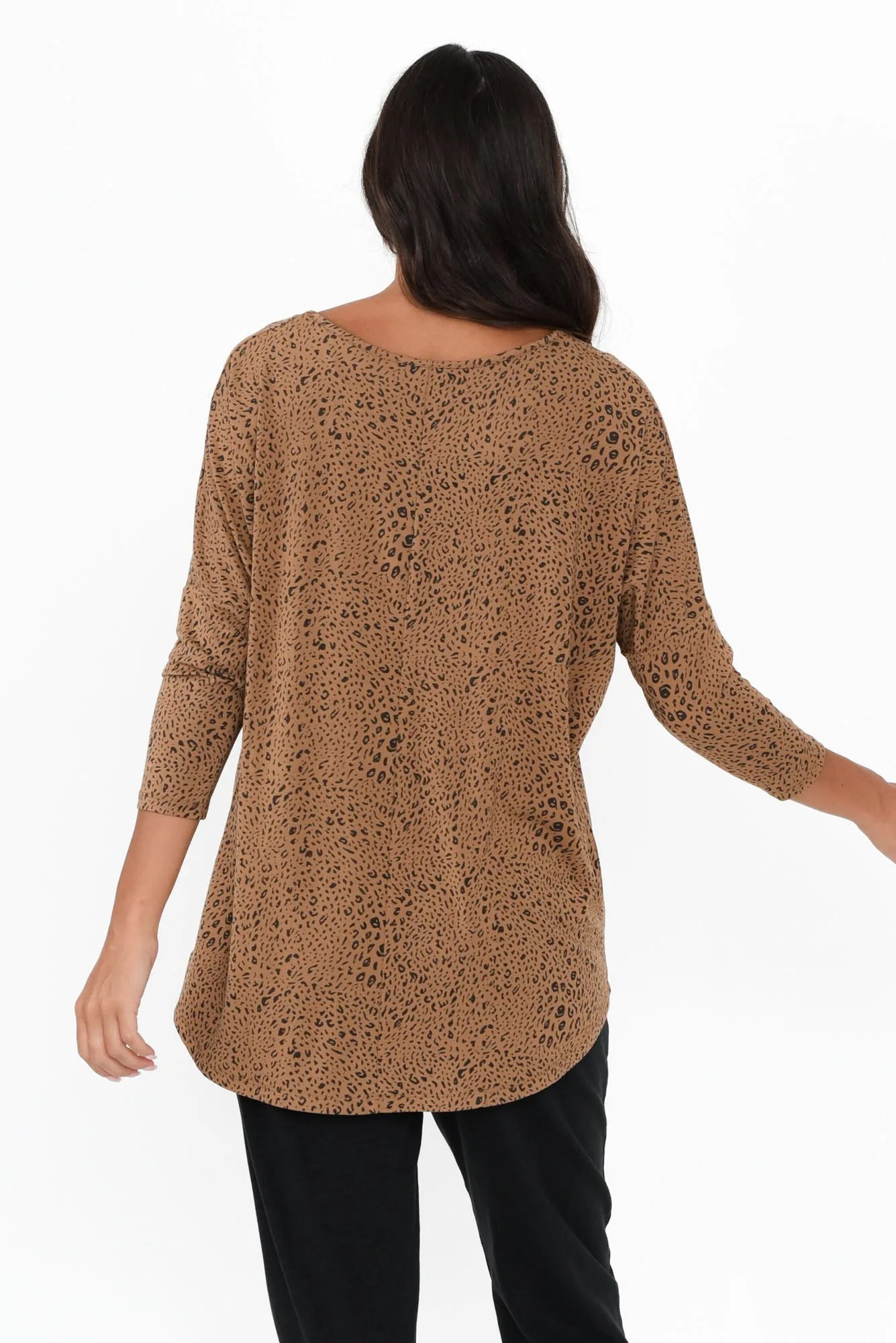 Natural Leopard Milan 3/4 Sleeve Top sold by Blue Bungalow product image thumbnail 4