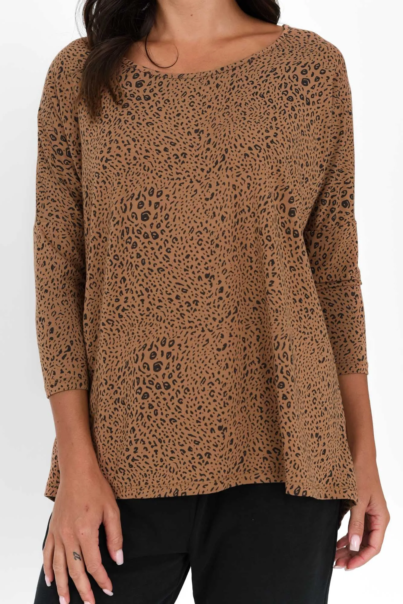 Natural Leopard Milan 3/4 Sleeve Top sold by Blue Bungalow product image thumbnail 5
