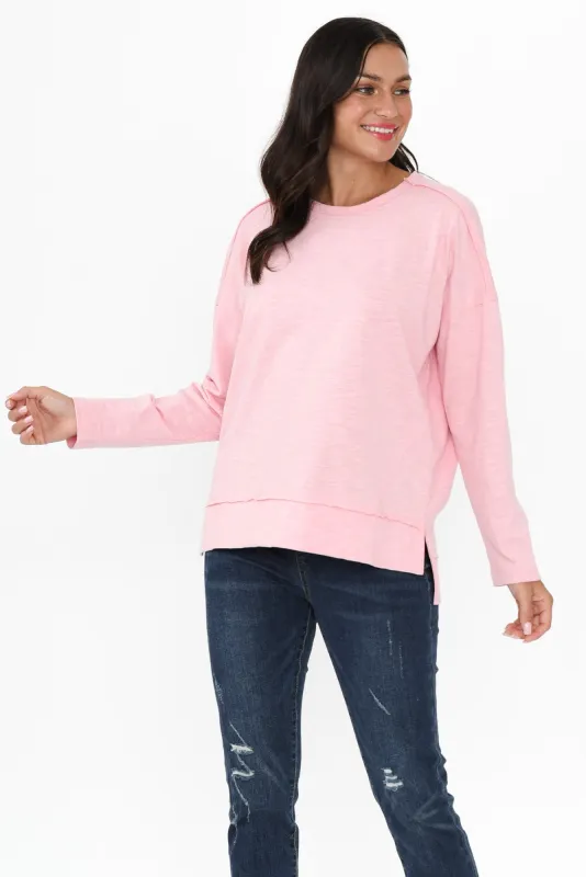 Roxette Pink Cotton Long Sleeve Top sold by Blue Bungalow