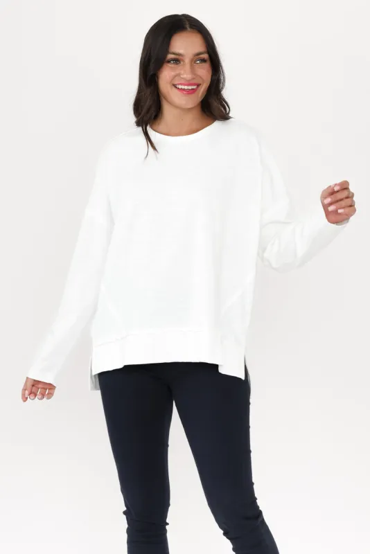 Roxette White Cotton Long Sleeve Top sold by Blue Bungalow