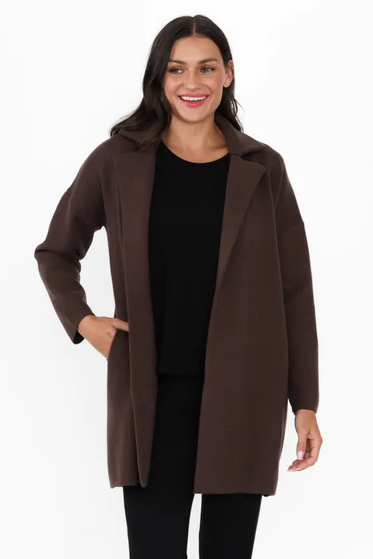 Bristol Brown Collared Coatigan sold by Blue Bungalow