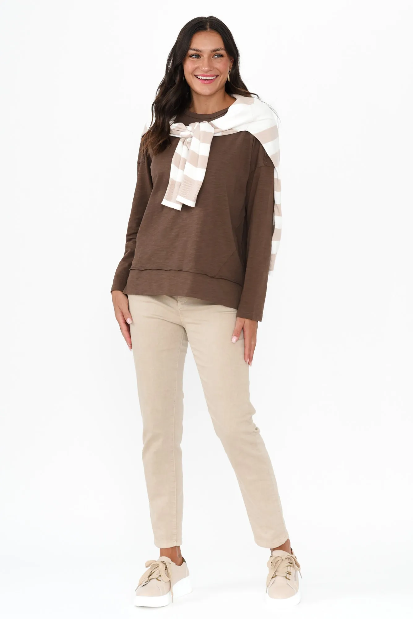 Roxette Chocolate Cotton Long Sleeve Top sold by Blue Bungalow product image thumbnail 3