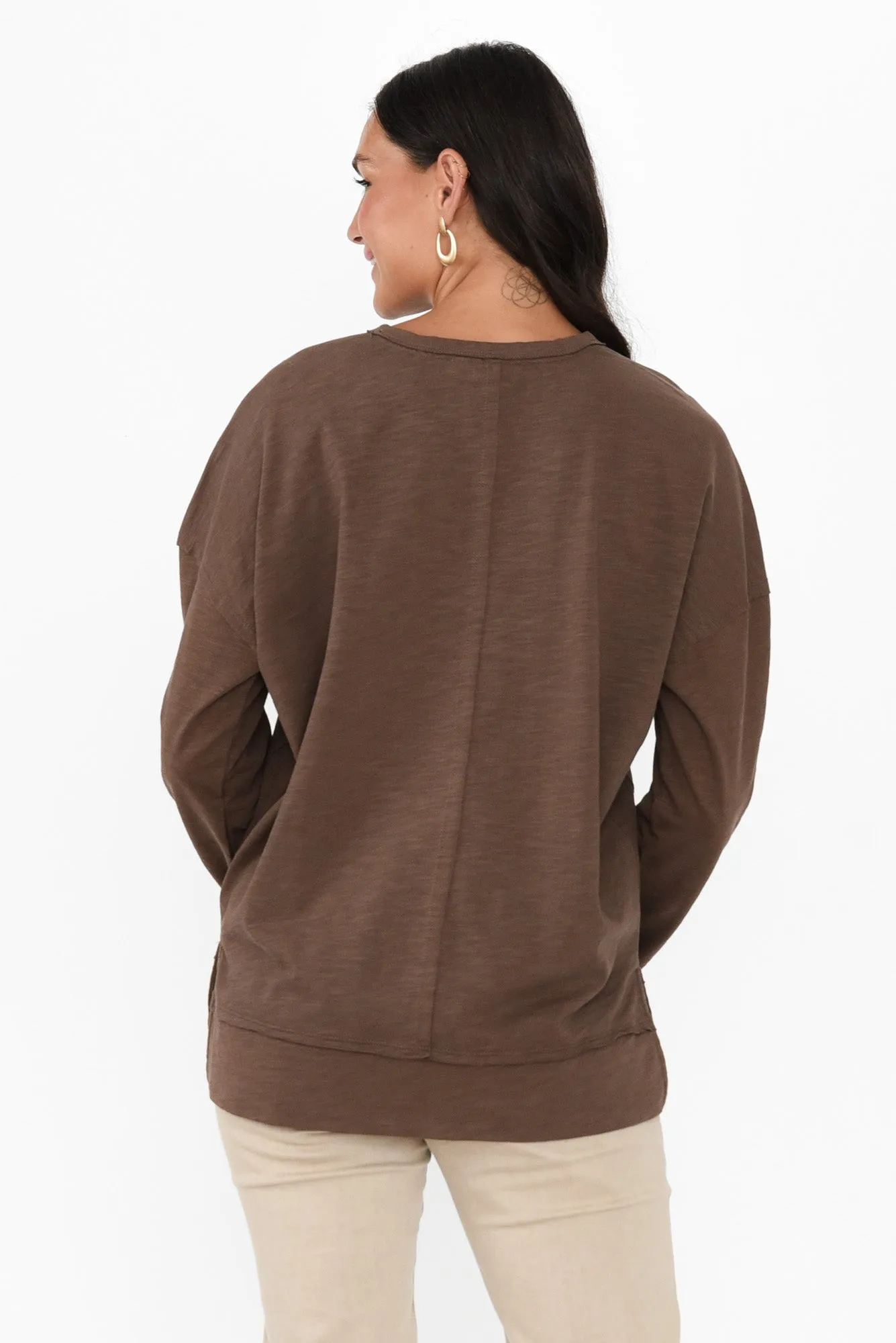 Roxette Chocolate Cotton Long Sleeve Top sold by Blue Bungalow product image thumbnail 5