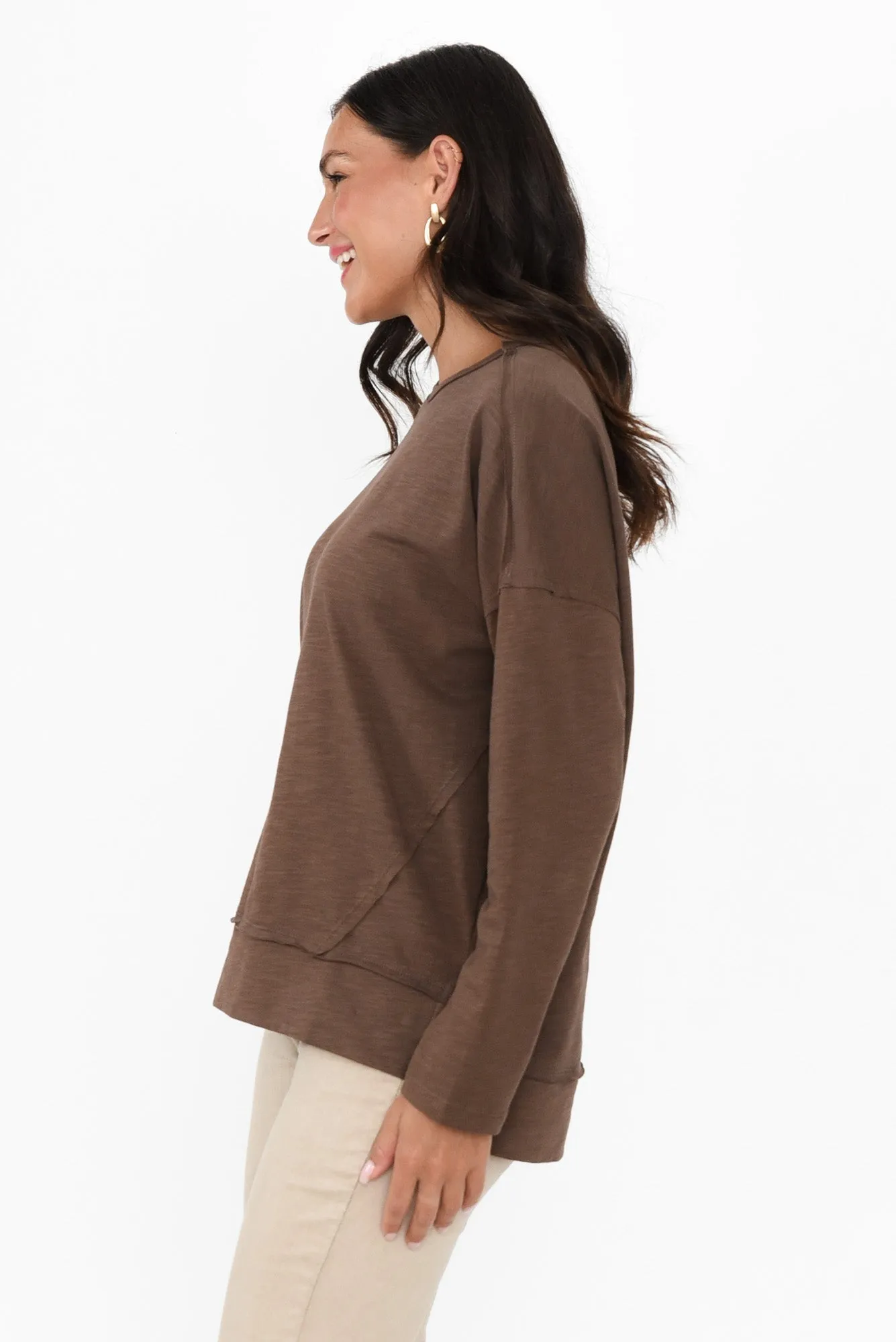 Roxette Chocolate Cotton Long Sleeve Top sold by Blue Bungalow product image thumbnail 4