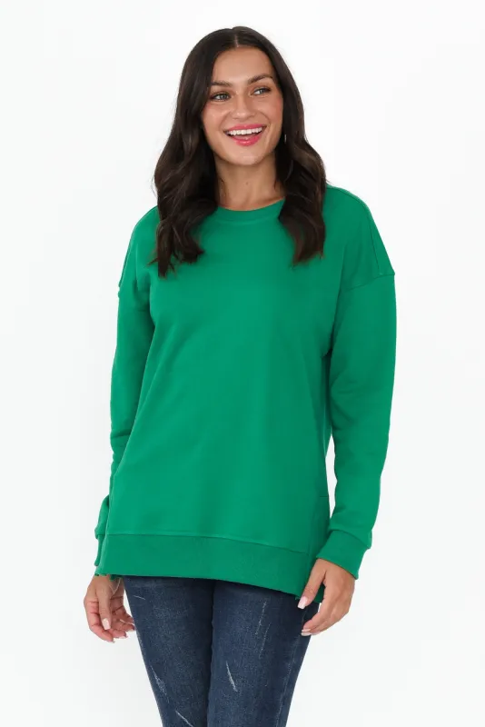 Easy Green Cotton Crew Sweatshirt sold by Blue Bungalow