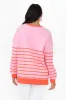 Easy Pink Stripe Cotton Crew Sweatshirt sold by Blue Bungalow