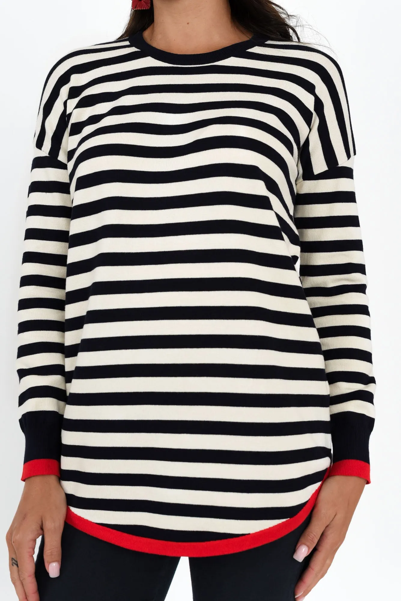 Sophie Navy Contrast Knit Jumper sold by Blue Bungalow product image thumbnail 5