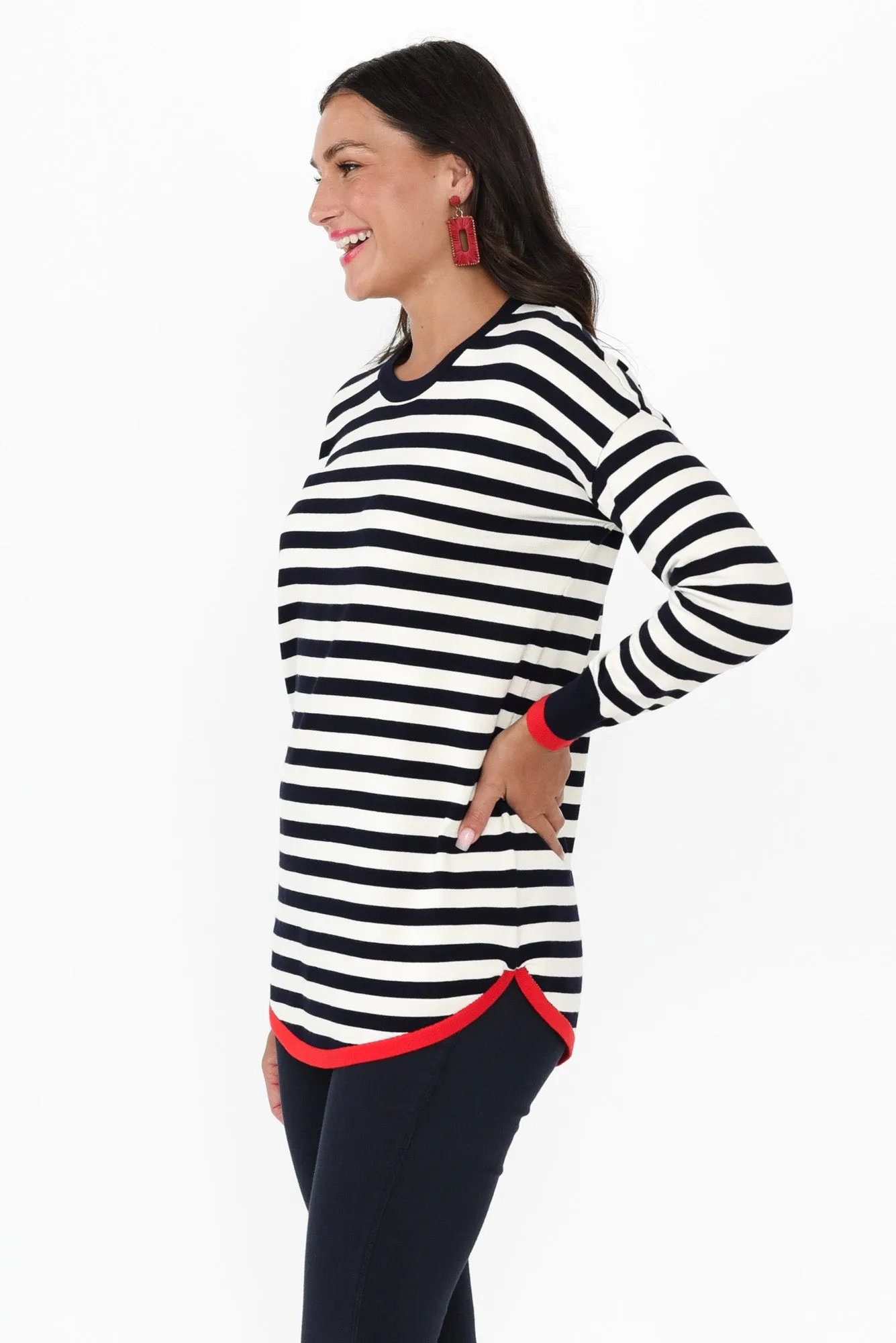 Sophie Navy Contrast Knit Jumper sold by Blue Bungalow product image thumbnail 3