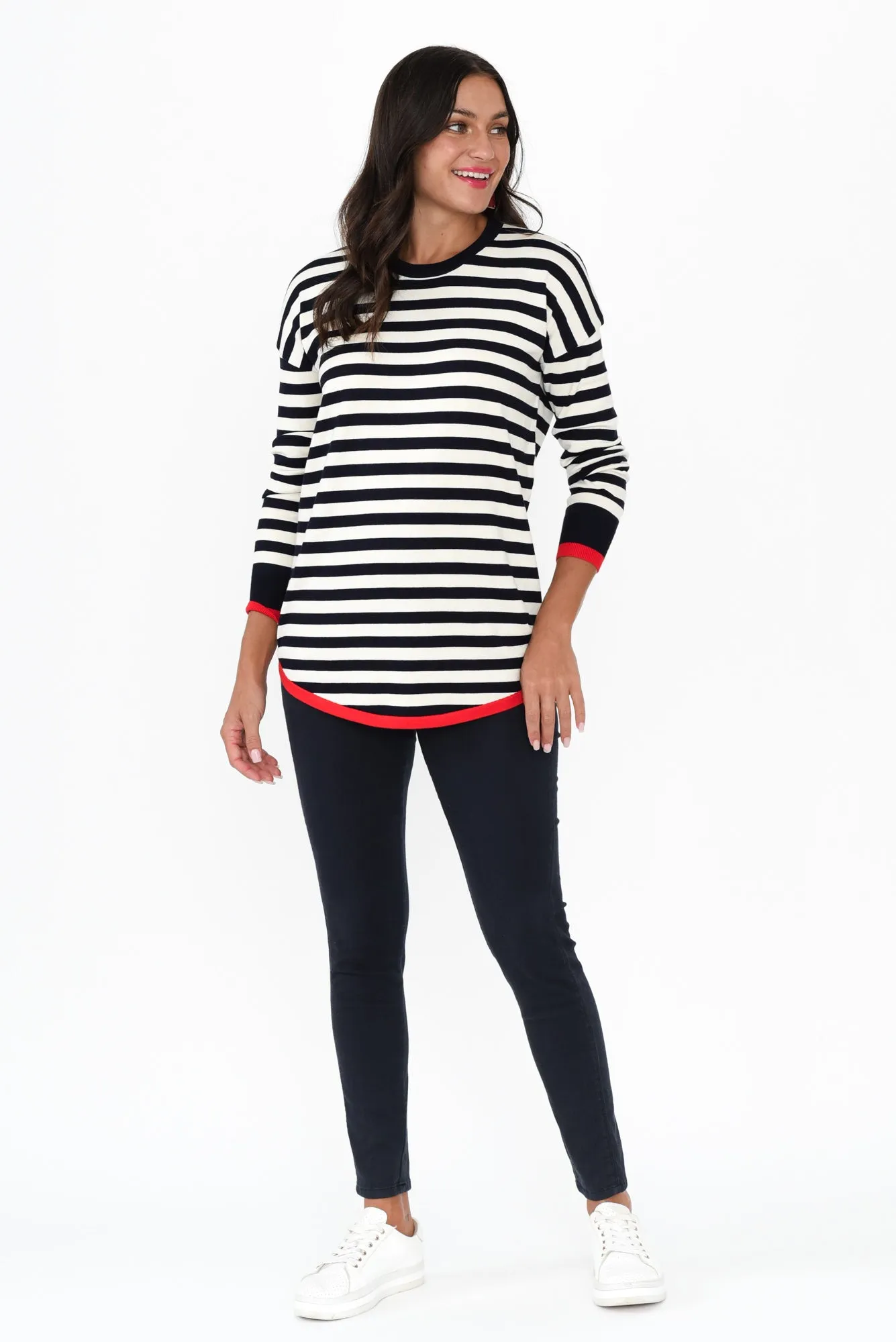 Sophie Navy Contrast Knit Jumper sold by Blue Bungalow product image thumbnail 2
