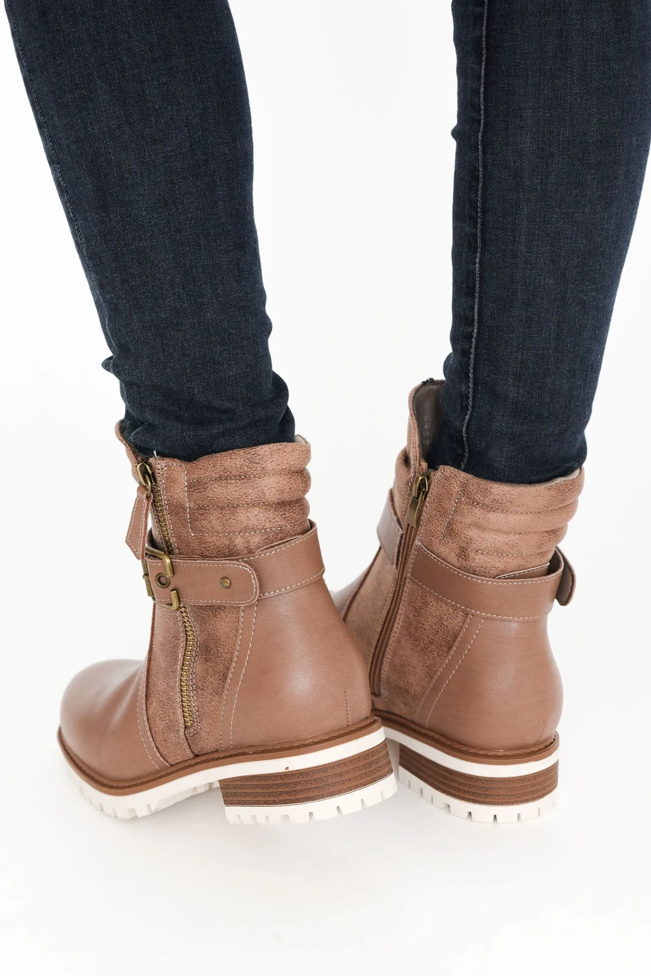 Alpha Taupe Leather Zip Boot sold by Blue Bungalow product image thumbnail 3