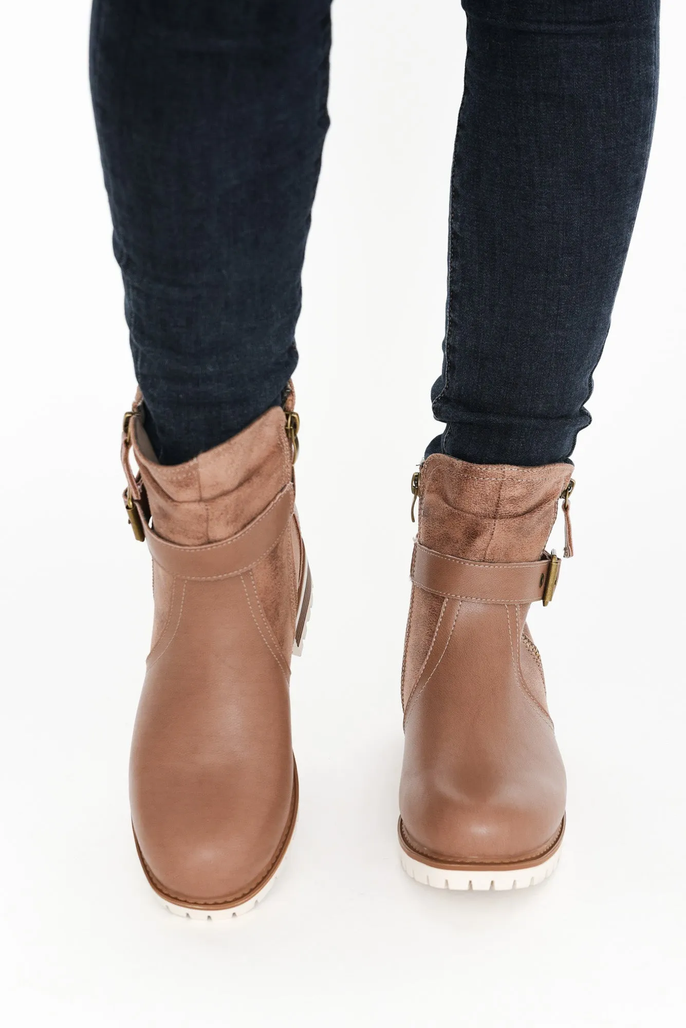 Alpha Taupe Leather Zip Boot sold by Blue Bungalow product image thumbnail 2