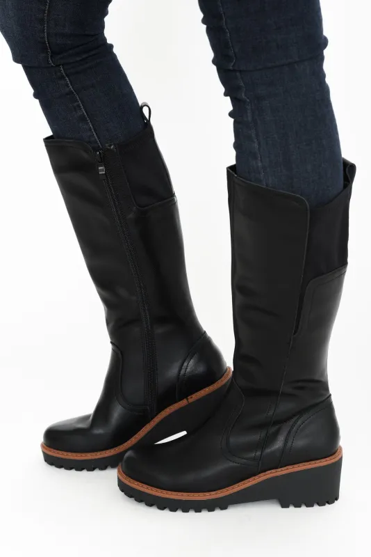 Nordic Black Leather Knee Boot sold by Blue Bungalow
