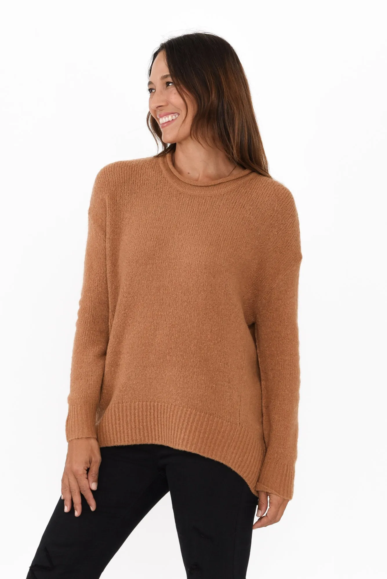 Flores Camel Knit Jumper sold by Blue Bungalow