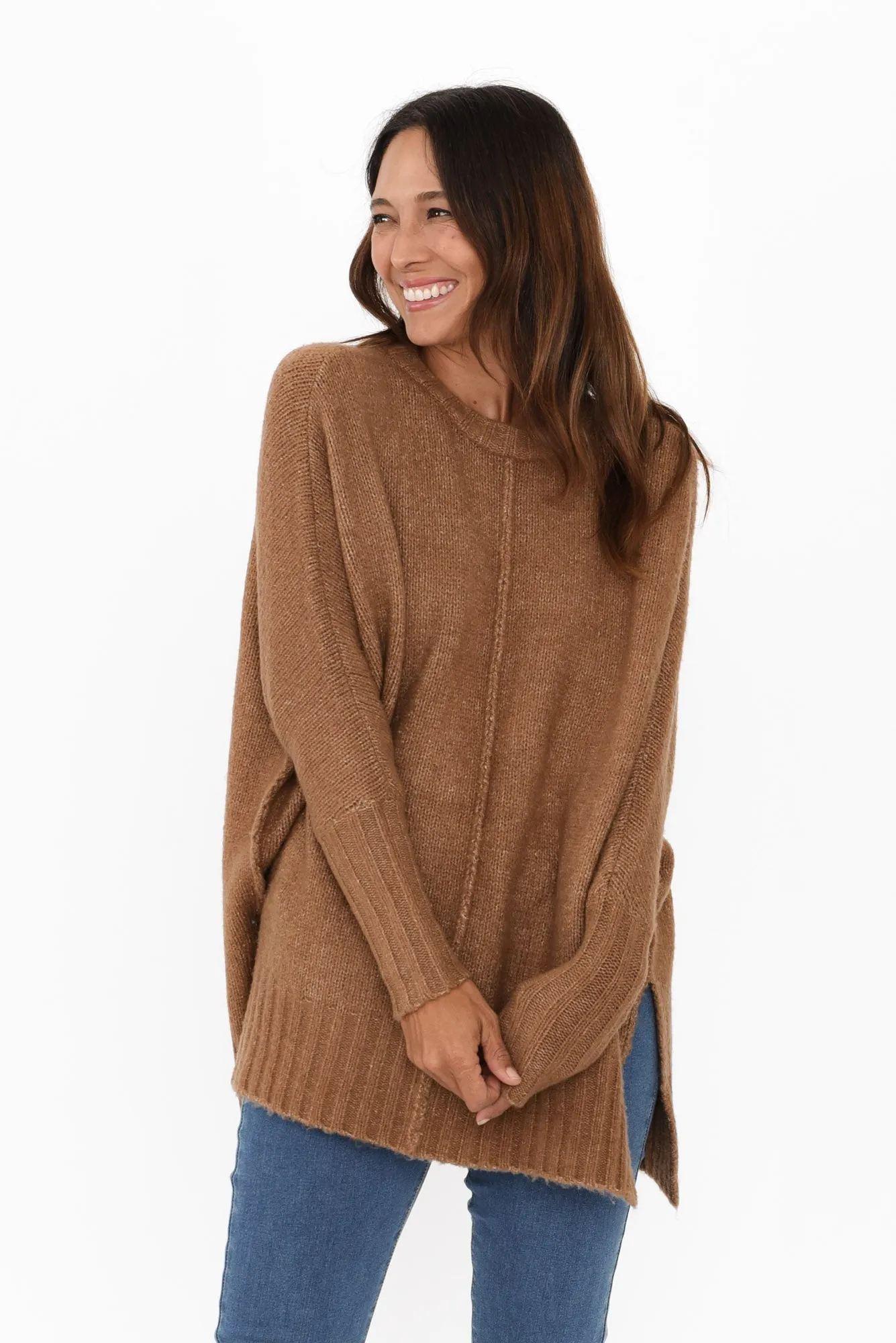 Joan Chocolate Knit Jumper sold by Blue Bungalow