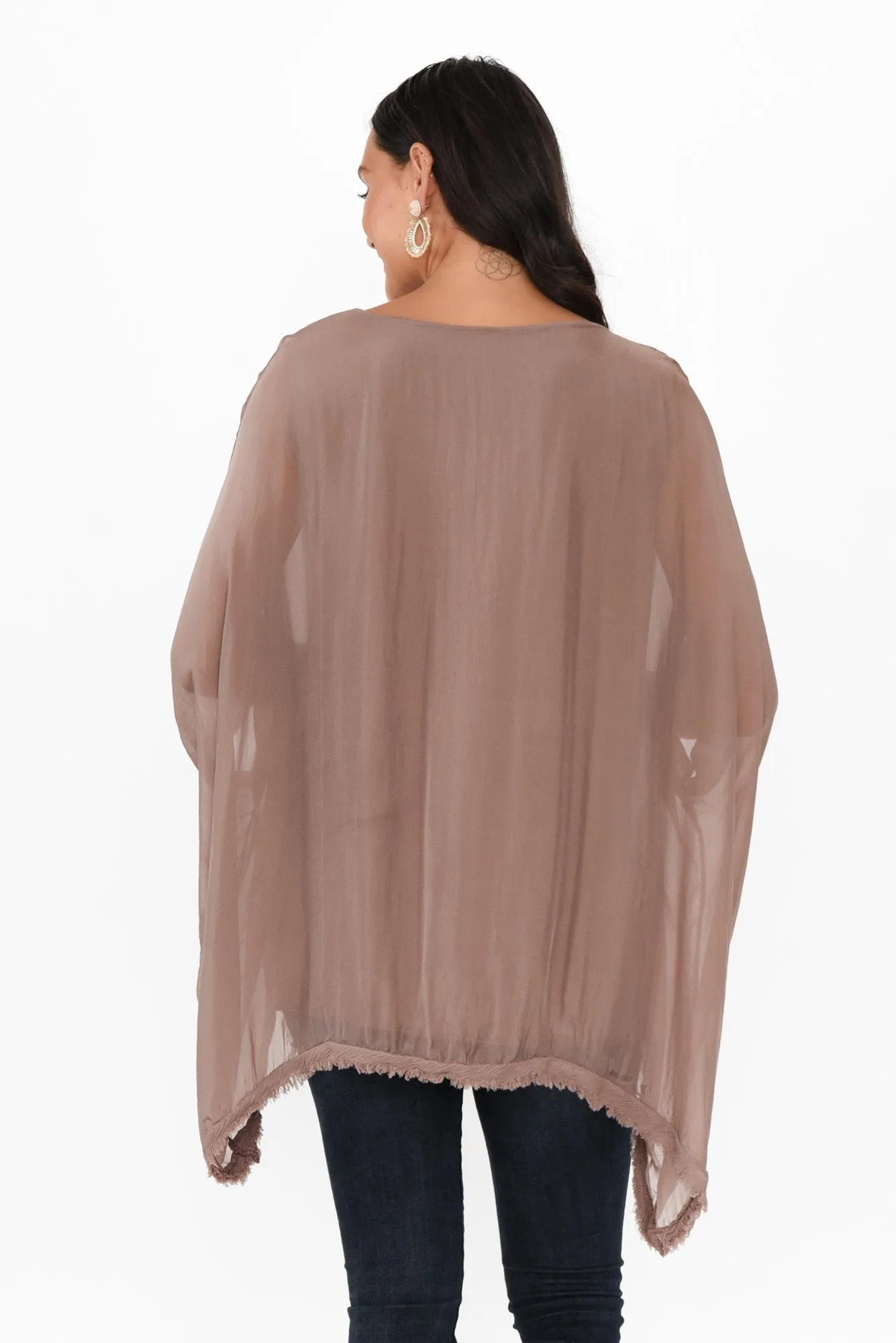 Amulet Mocha Silk Frayed Layer Top sold by Blue Bungalow product image thumbnail 4