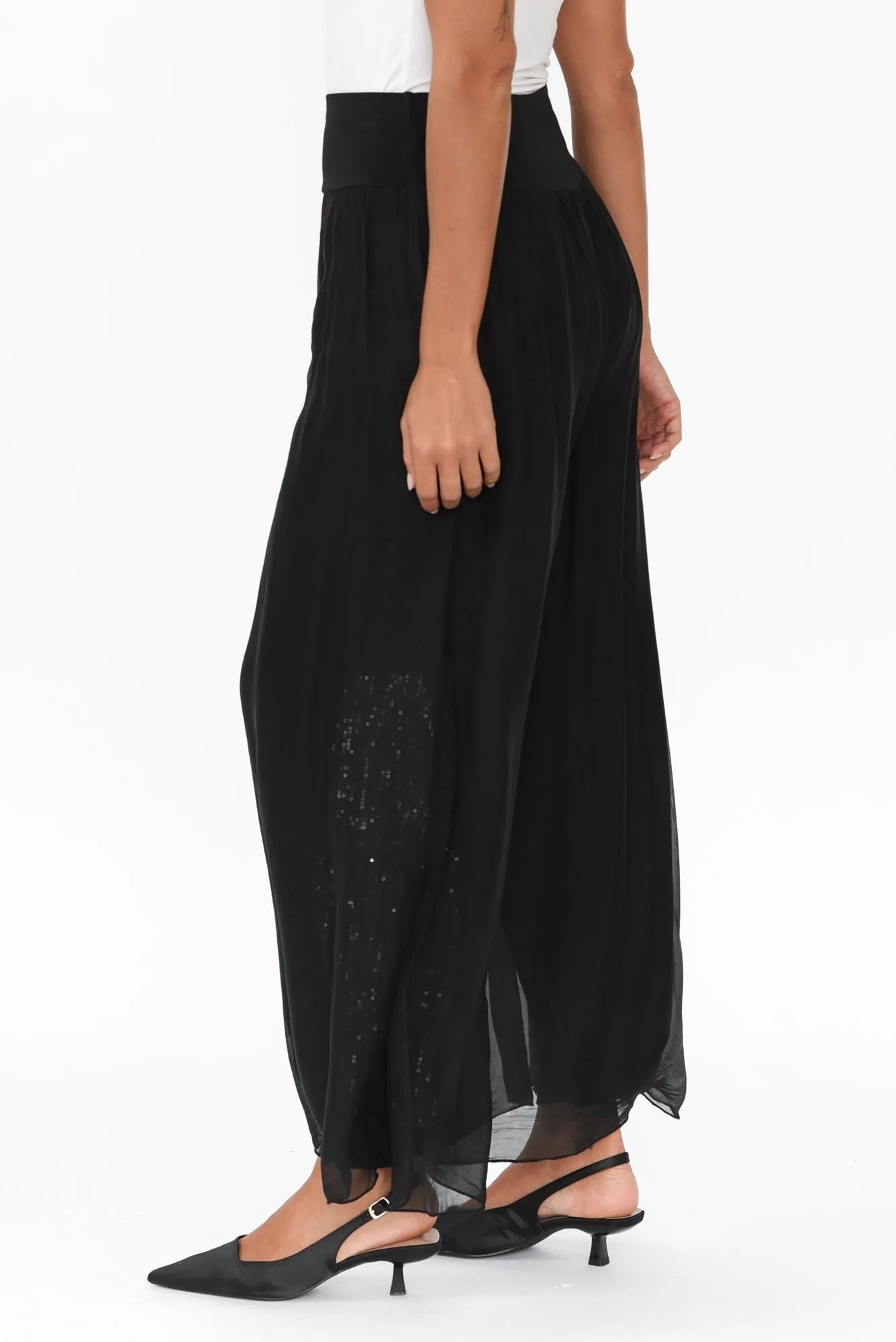 Karolina Black Silk Sequin Pants sold by Blue Bungalow product image thumbnail 3