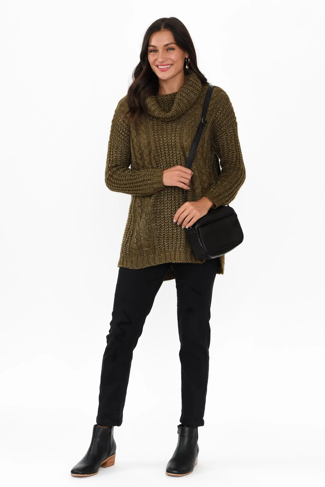 Marisa Dark Green Roll Neck Knit Jumper sold by Blue Bungalow product image thumbnail 2