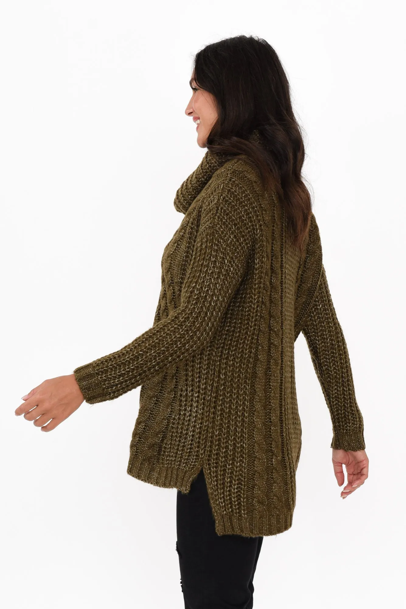 Marisa Dark Green Roll Neck Knit Jumper sold by Blue Bungalow product image thumbnail 3