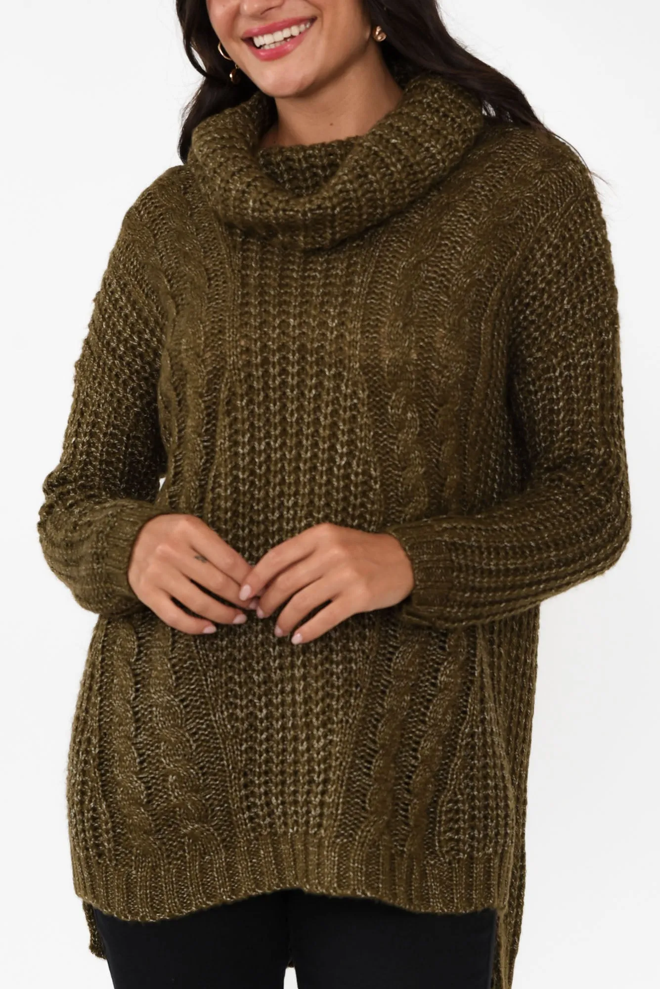 Marisa Dark Green Roll Neck Knit Jumper sold by Blue Bungalow product image thumbnail 5