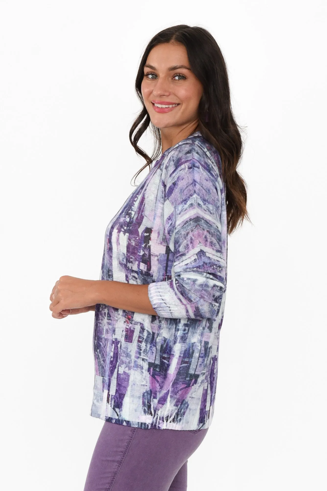 Hanson Purple Abstract Knit Jumper sold by Blue Bungalow product image thumbnail 3