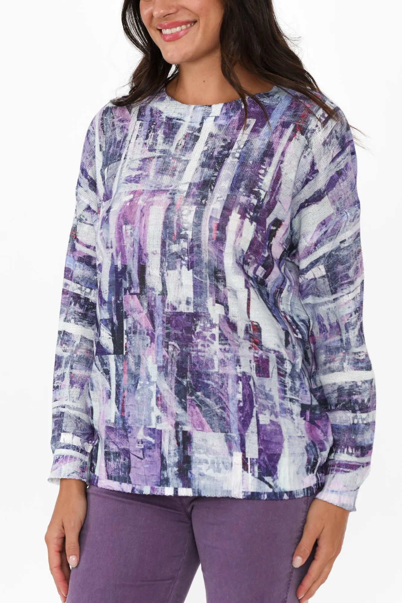 Hanson Purple Abstract Knit Jumper sold by Blue Bungalow product image thumbnail 4