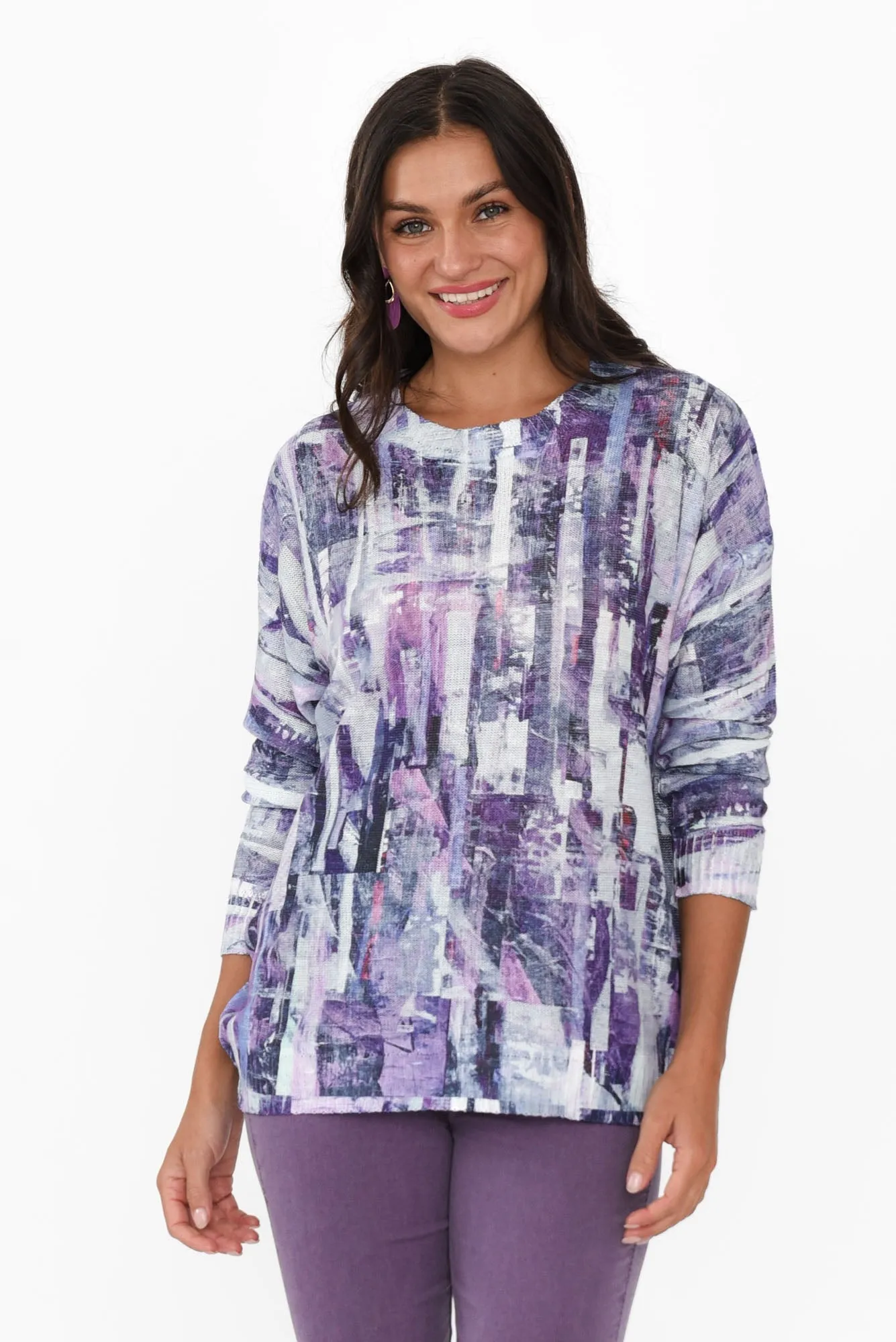 Hanson Purple Abstract Knit Jumper sold by Blue Bungalow