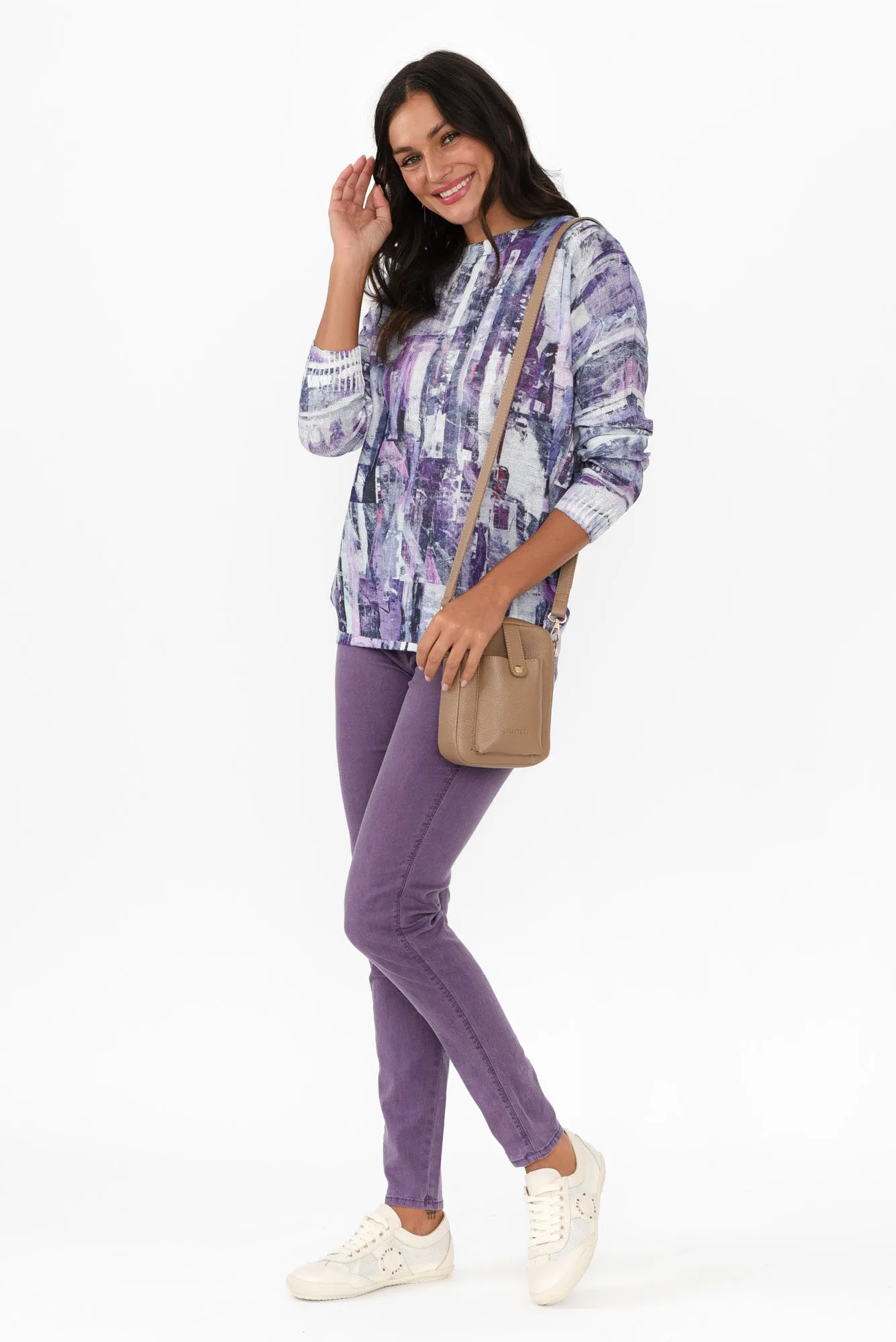 Hanson Purple Abstract Knit Jumper sold by Blue Bungalow product image thumbnail 2