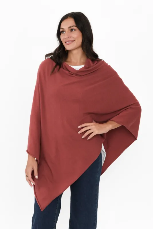 Amy Red Wool Blend Poncho sold by Blue Bungalow