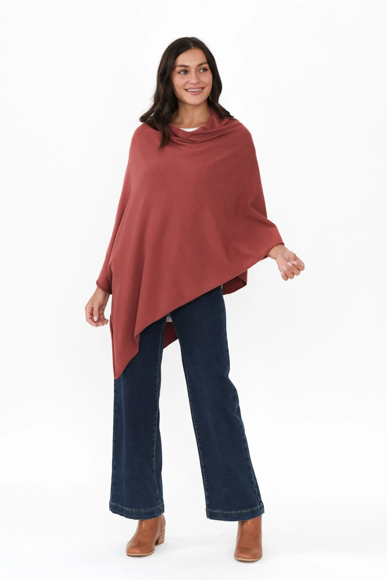 Amy Red Wool Blend Poncho sold by Blue Bungalow product image thumbnail 2