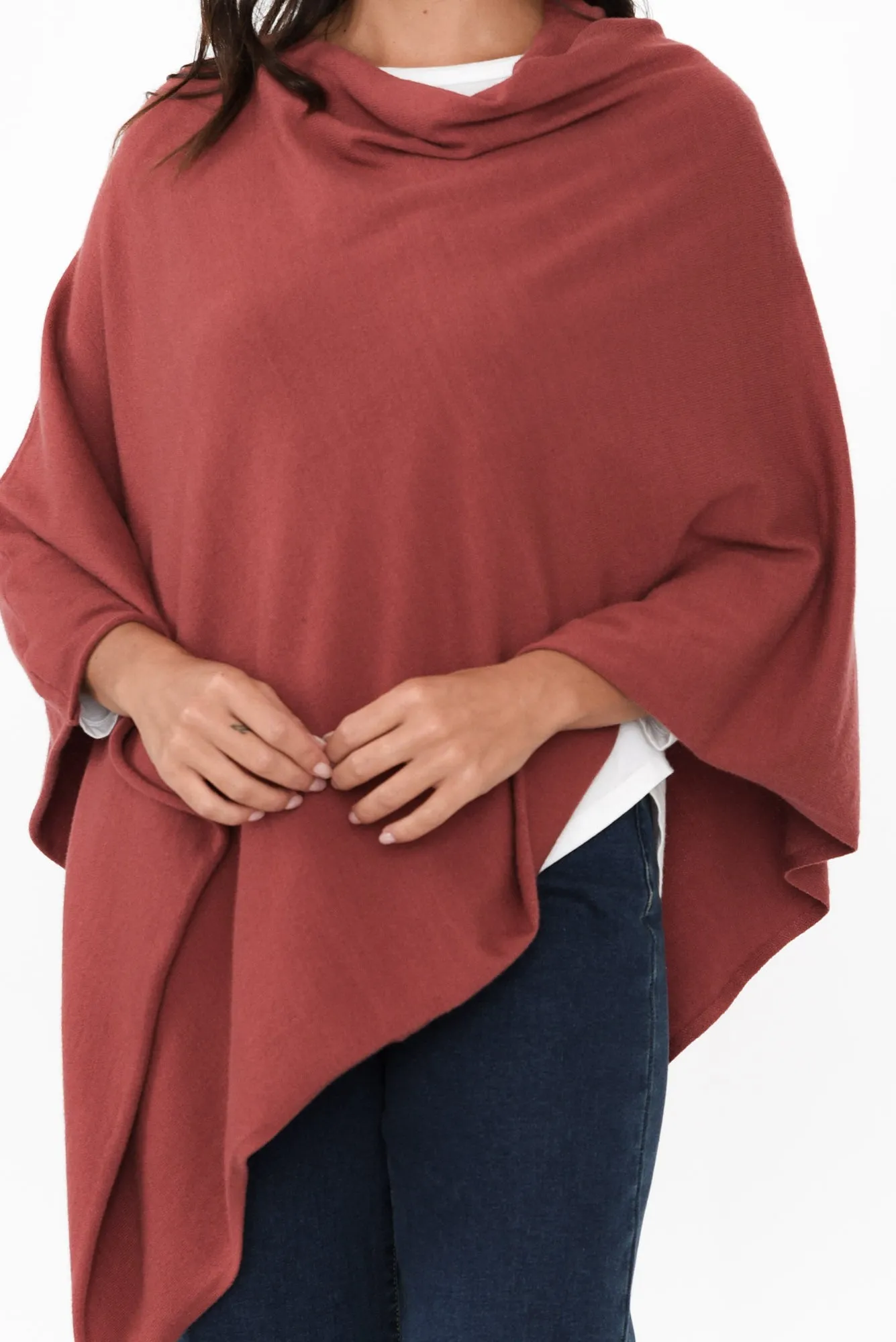Amy Red Wool Blend Poncho sold by Blue Bungalow product image thumbnail 5