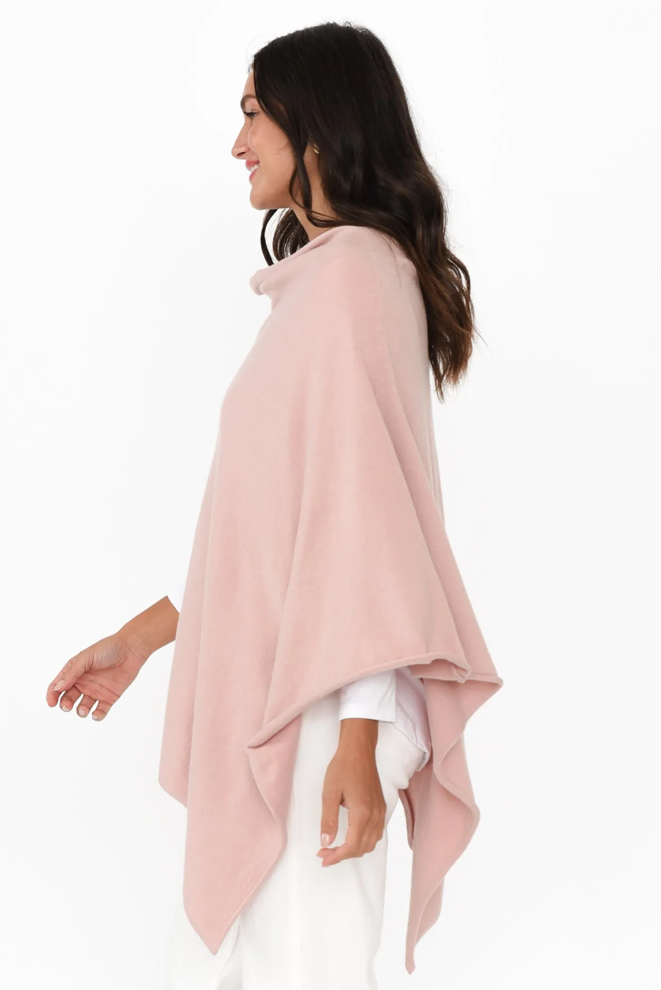 Amy Dusty Pink Wool Blend Poncho sold by Blue Bungalow product image thumbnail 3