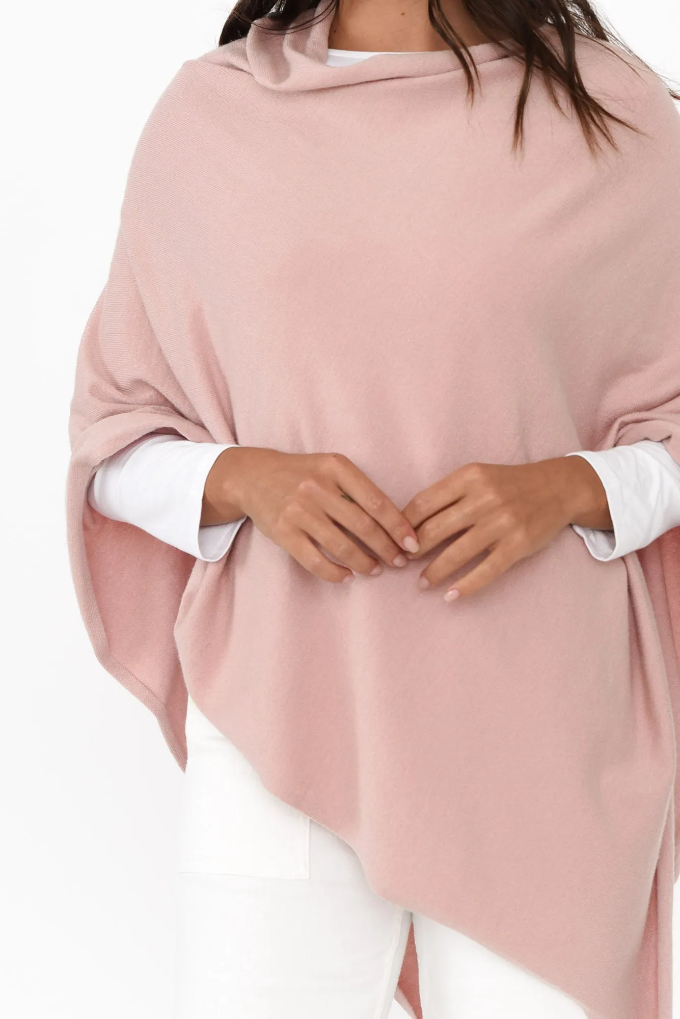 Amy Dusty Pink Wool Blend Poncho sold by Blue Bungalow product image thumbnail 5