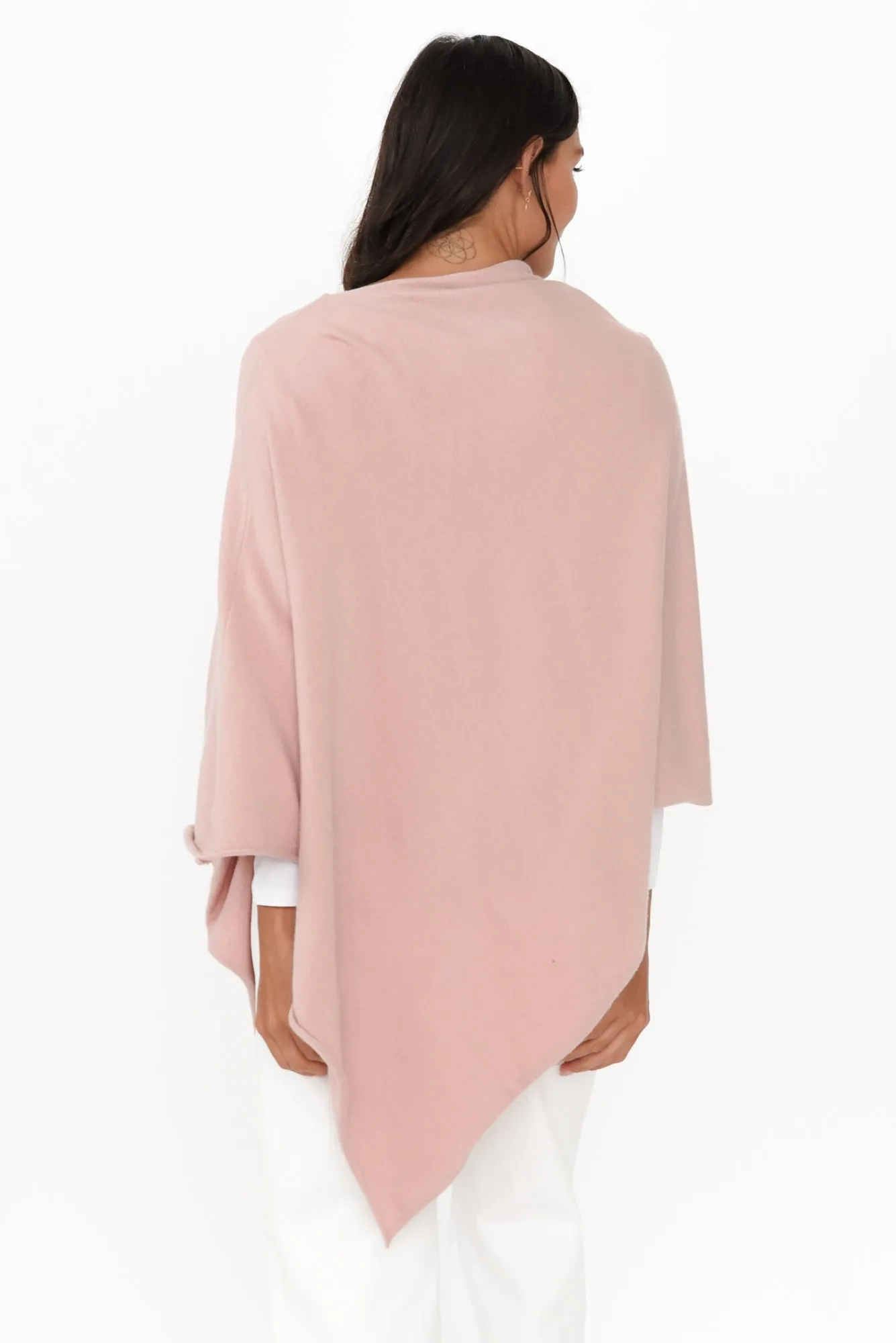 Amy Dusty Pink Wool Blend Poncho sold by Blue Bungalow product image thumbnail 4