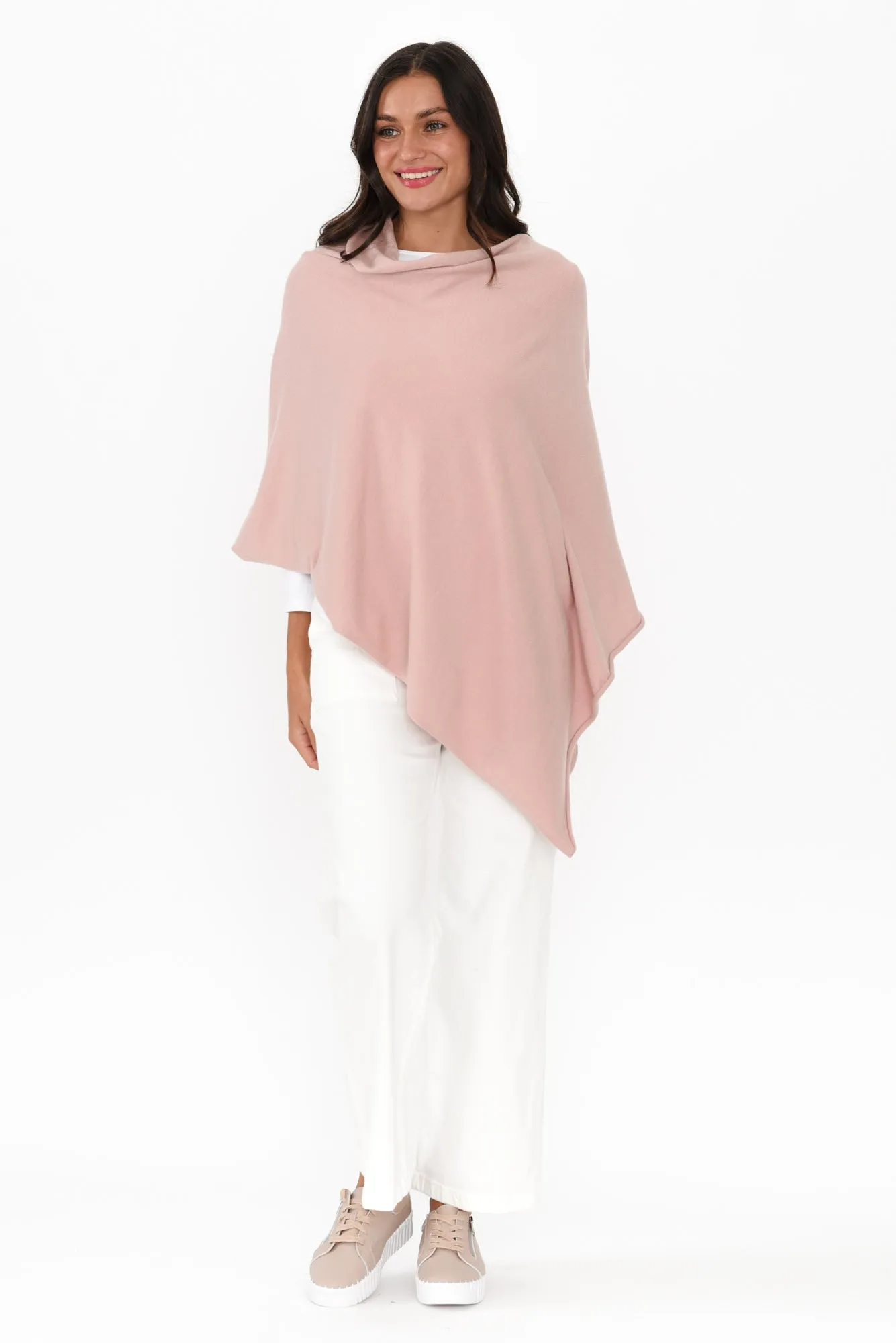 Amy Dusty Pink Wool Blend Poncho sold by Blue Bungalow product image thumbnail 2