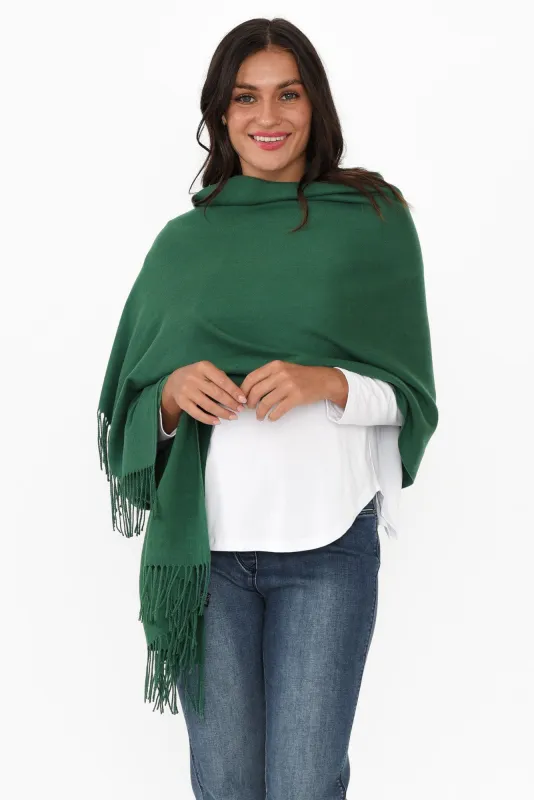Heta Dark Green Cotton Pashmina Scarf sold by Blue Bungalow