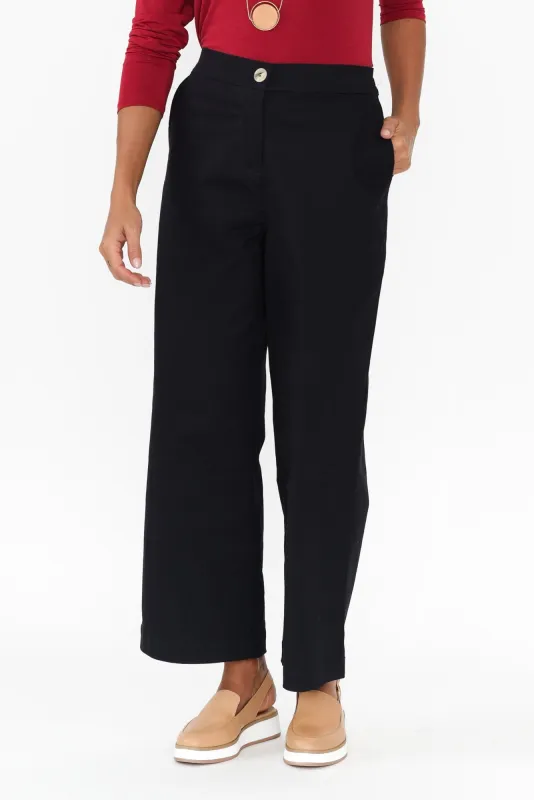 Sinatra Navy Cotton Wide Leg Pants sold by Blue Bungalow