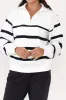 Lane White Stripe Half Zip Sweatshirt sold by Blue Bungalow