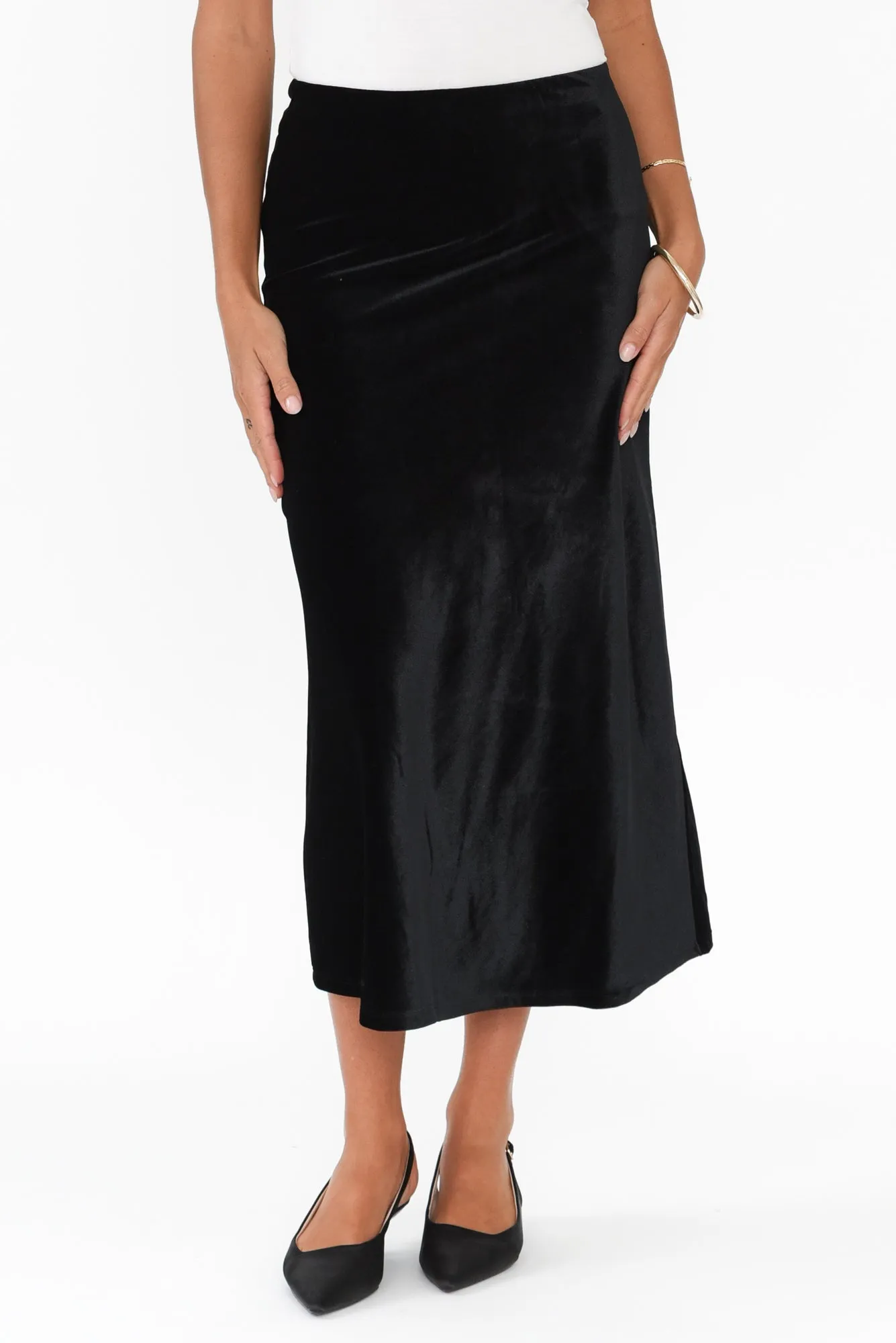 Mustang Sally Black Velvet Skirt sold by Blue Bungalow
