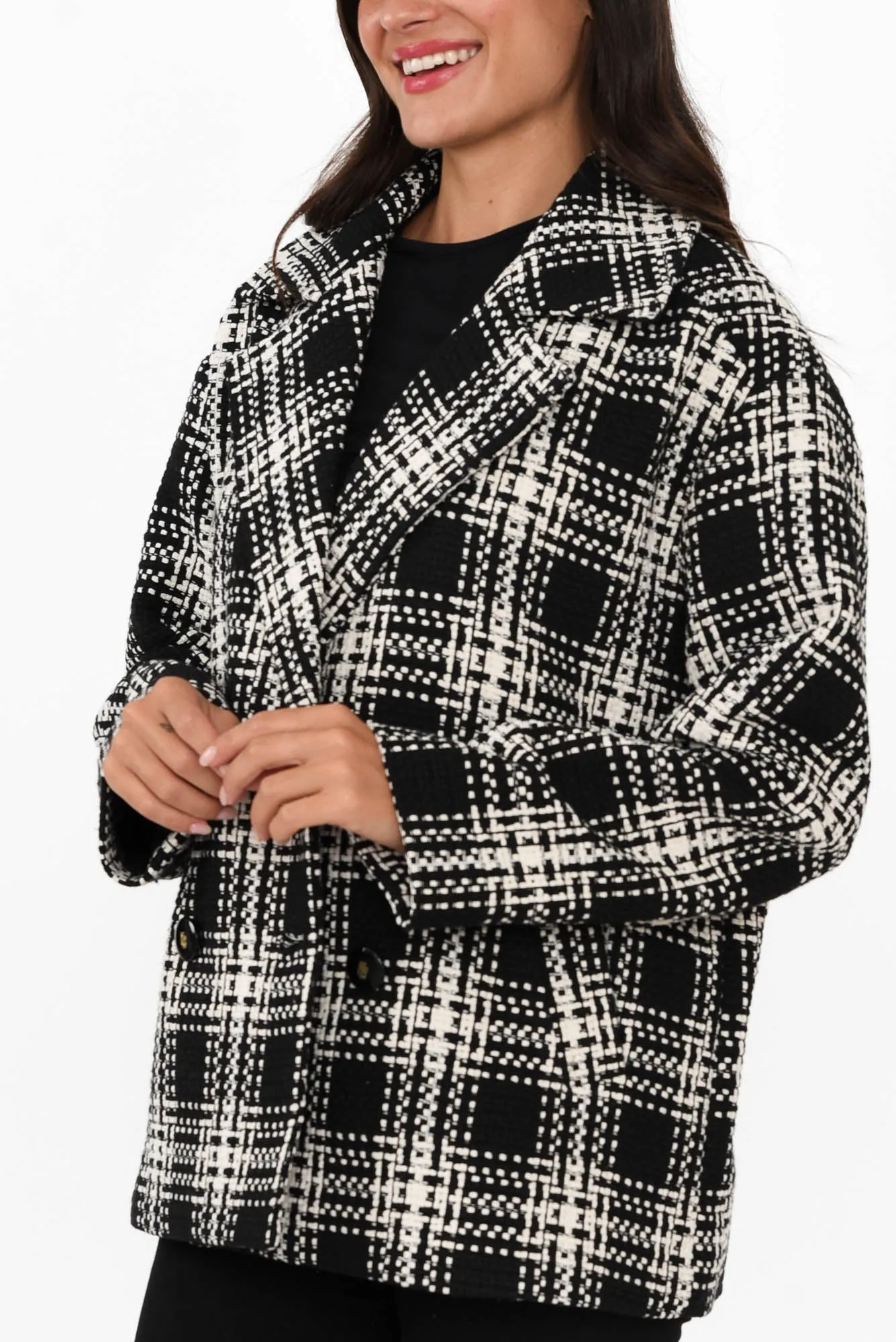 Playback Black Check Jacket sold by Blue Bungalow product image thumbnail 5