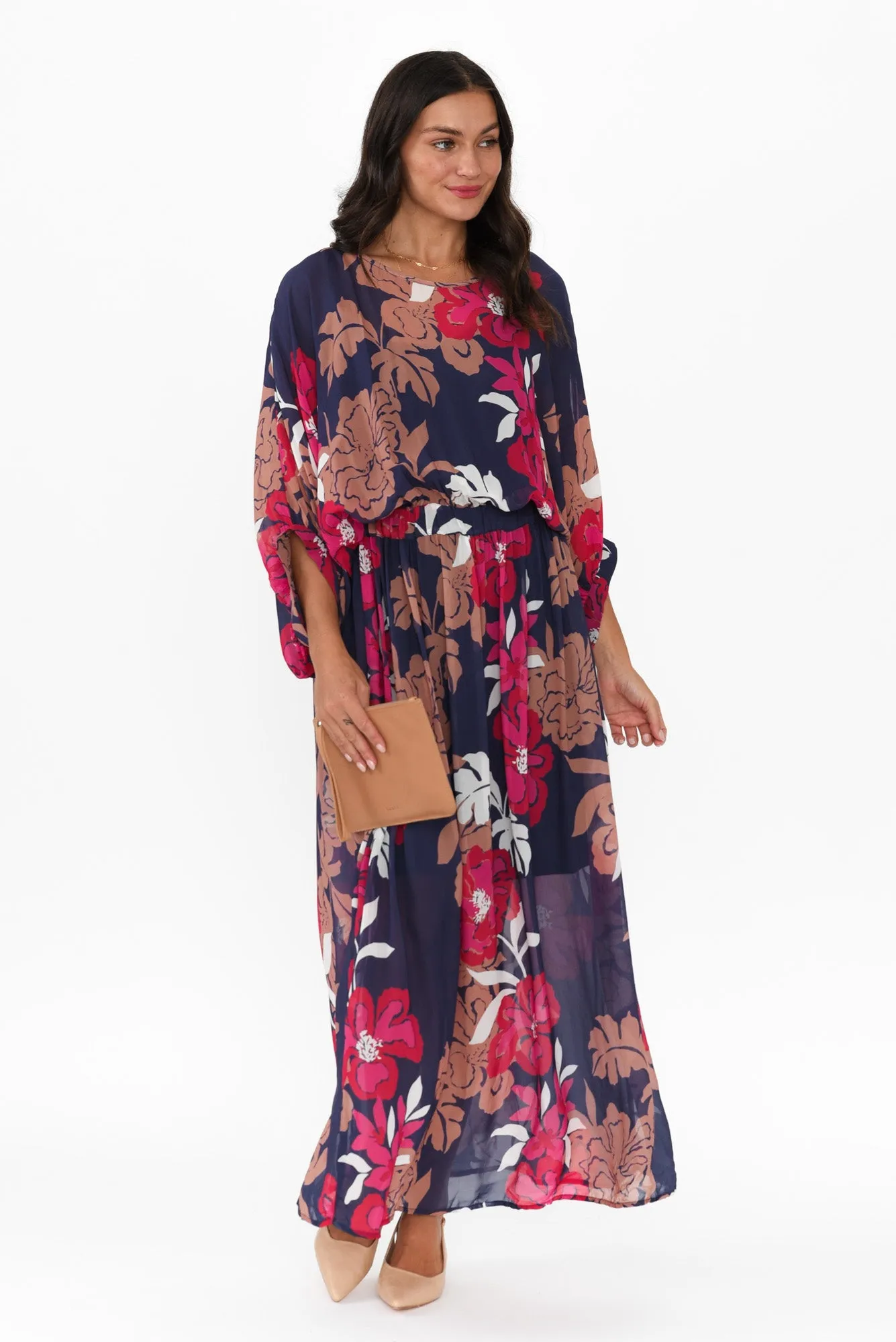 Magnetic Navy Floral Long Sleeve Dress sold by Blue Bungalow