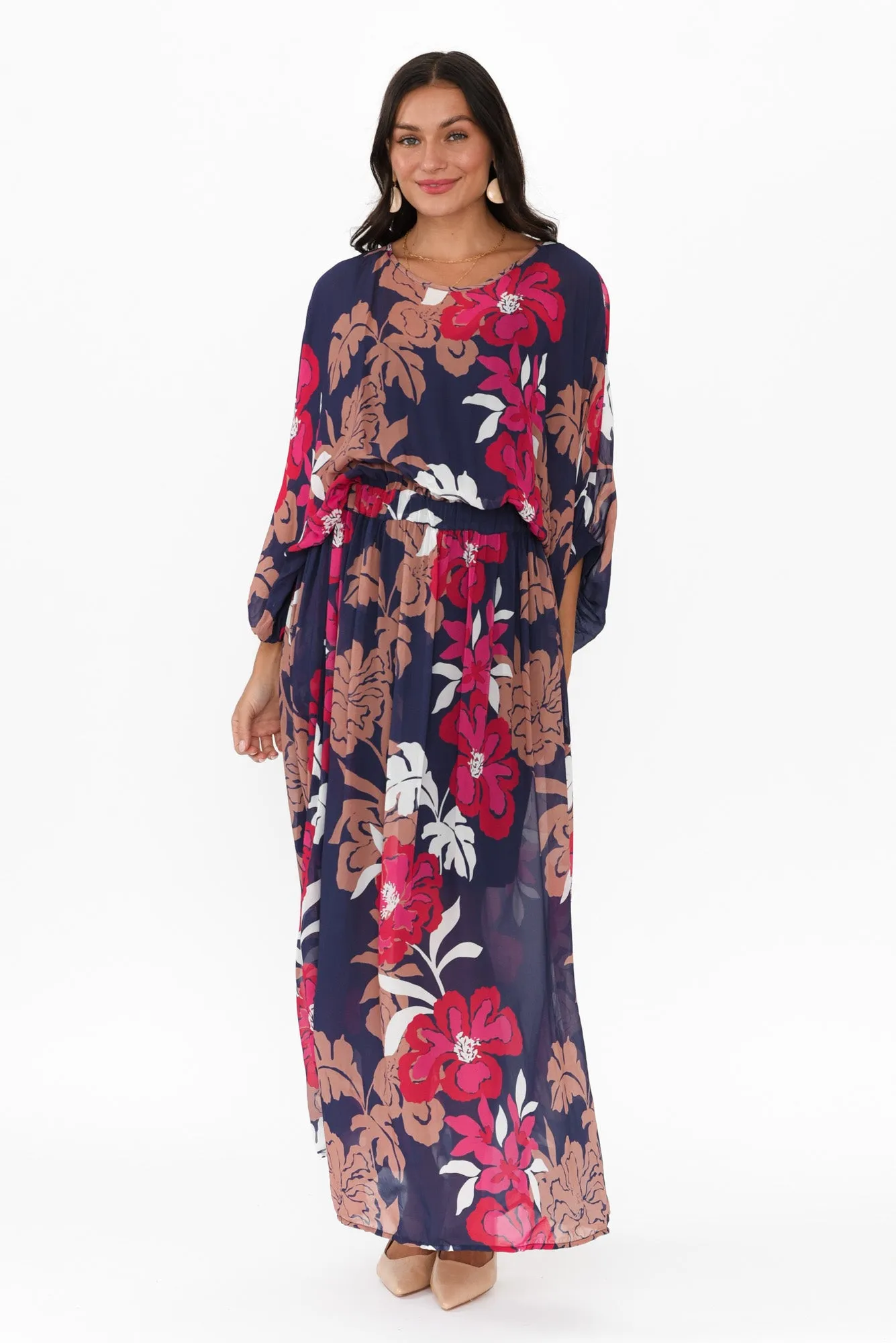 Magnetic Navy Floral Long Sleeve Dress sold by Blue Bungalow product image thumbnail 2